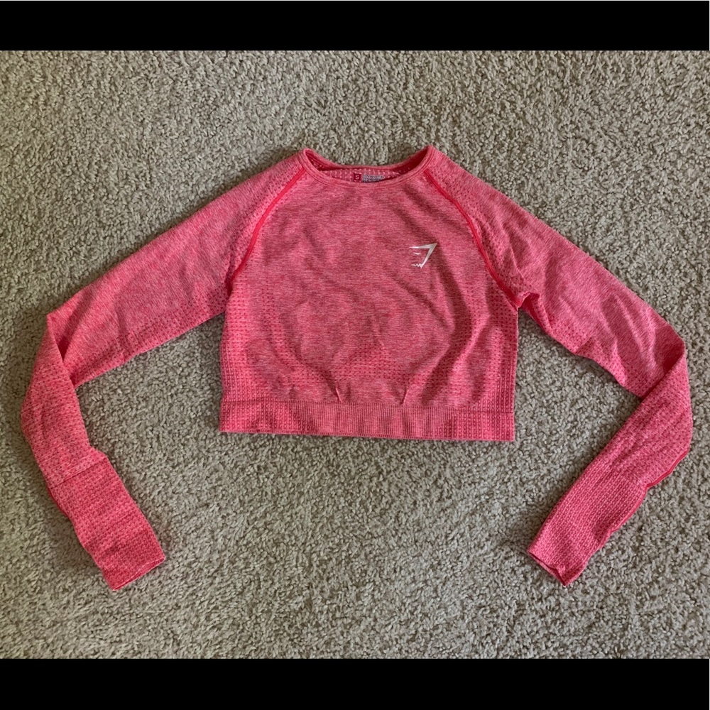 Gymshark Coral Vital Seamless Long Sleeve Crop Top